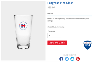 Illustration for article titled Hillary Clinton is Selling Pantsuit Tees and 'Shattered Glass' Tumblers